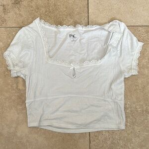 Women's White Lace Trim Top
